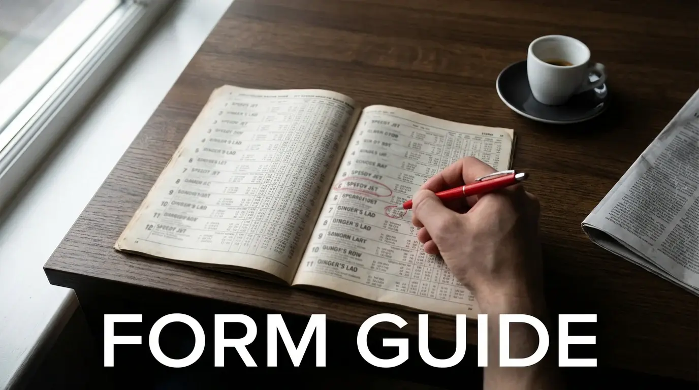 Greyhound racecard and form guide with pen marks for Derby analysis